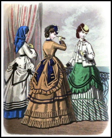 seaside costumes with capeline ladies monthly magazine 1869 76809