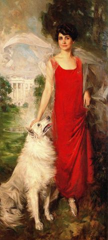 official portrait of first lady grace coolidge with her white collie 1924 by howard chandler christy 65872