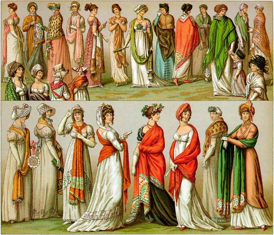 a variety of wearing shawls in early 19th century france lithograph 1802 1814 768x658 c7f33