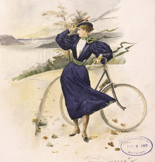 Vintage Illustration of Woman on Bike