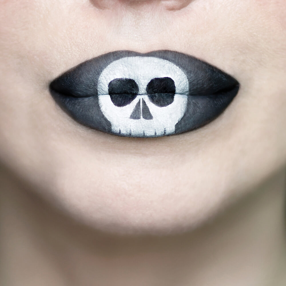 This Lip-Tutorial Transforms Your Pout Into A Sexy Skull Using 2 Colors,  And A Few Makeup Tools - BUST